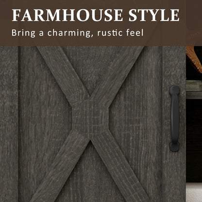 Farmhouse TV Stand with Sliding Barn Door for TVs up to 65+ Inch, 34" Tall Entertainment Center, Wood Media Console Storage Cabinet for Bedroom, Living Room, Dark Grey image 6