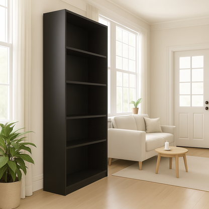 5-Tier Bookshelves Storage Cabinet Black image 3