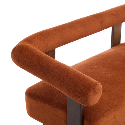 Round armrest loveseat(Dark orange+Brown) image 7