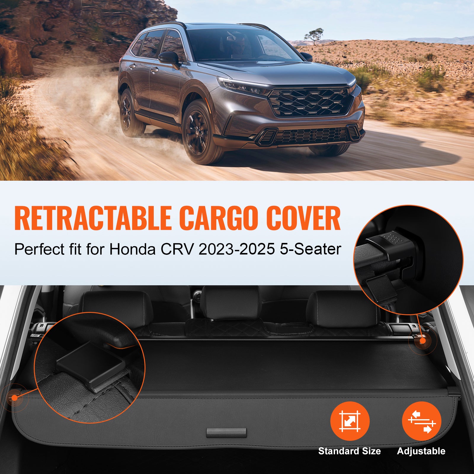 Retractable Cargo Cover for Honda CRV 2023-2024 Upgraded Rear Trunk Cover image 9