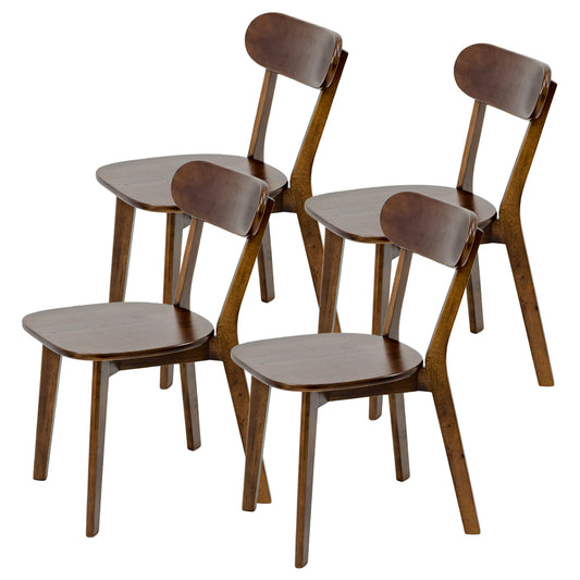 100% Natural Solid Wood Dining Chairs, Mid Century Modern Dining Chairs with Curved Backrest, Kitchen Chair with Adjustable Foot Pads for Dining Room, Kitchen, Living Room, Study, (4PK, Walnut) image 1