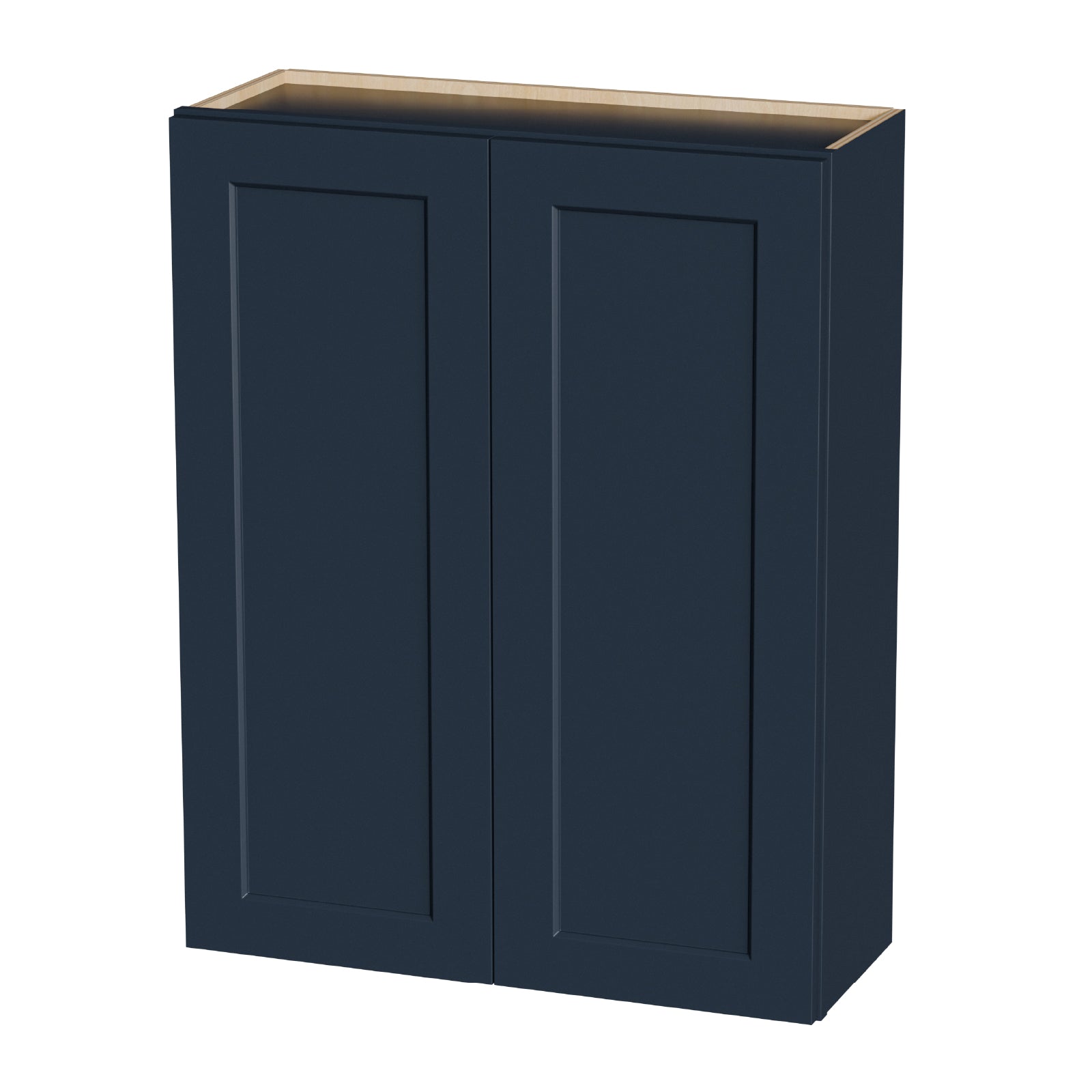 33" Navy Blue Shaker Wall Cabinet Solid Wood with 3 Adjustable Shelves Ready-to-Assemble for Kitchen, Bathroom, Laundry, and Garage Storage (33"W×12"D×42"H) image 2