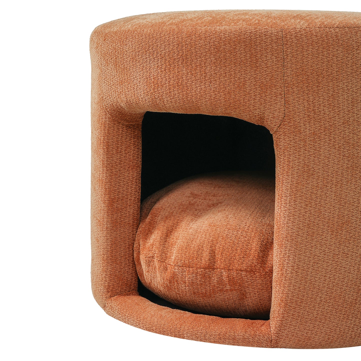 Orange Pet Friendly Ottoman with Removable Pet Cushion, Hidden Pet Nook, Acacia Wood Legs, 220 lbs Capacity, Upholstered Footrest Stool for Living Room image 10