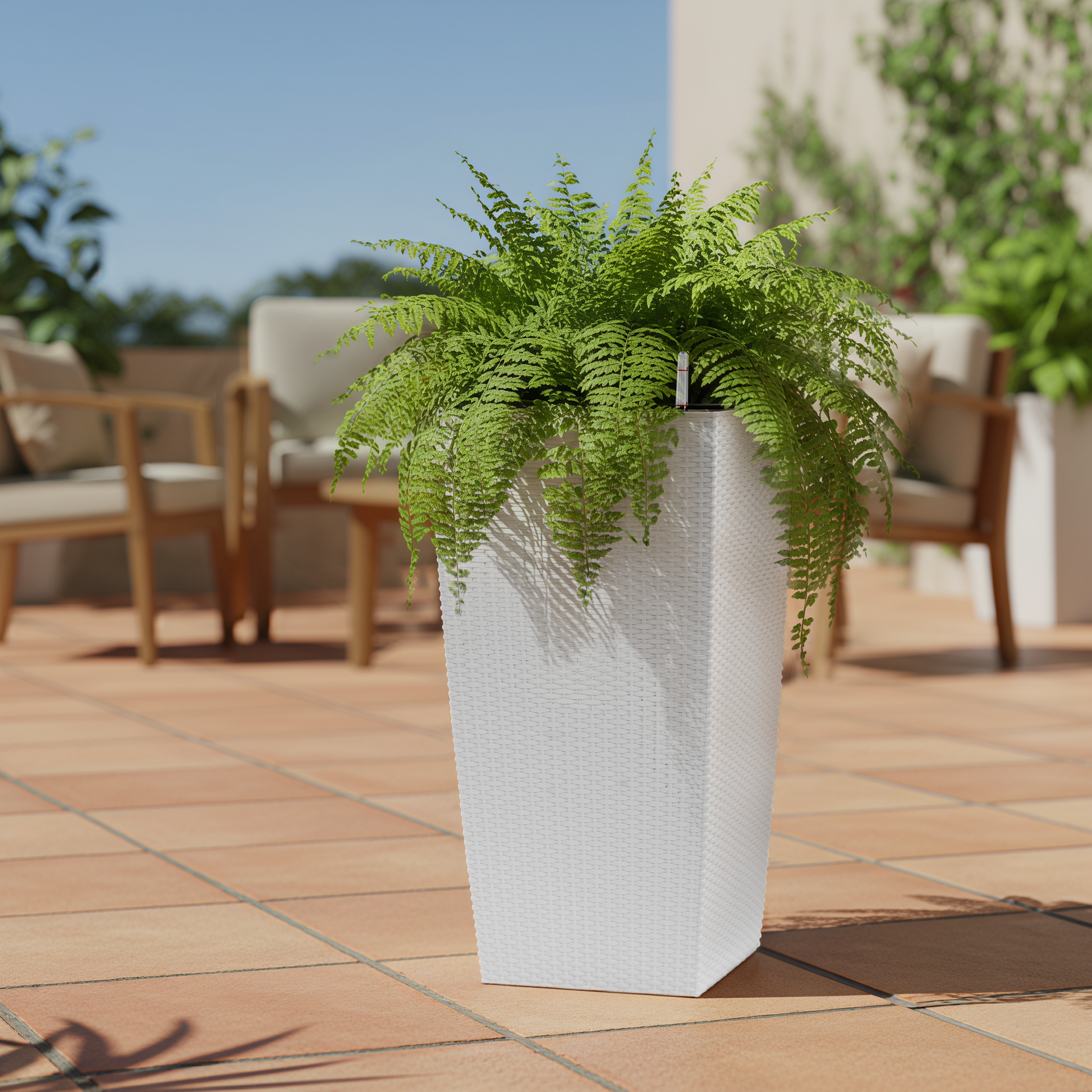 30 in Tall Large Flower Pots Planter with Self-Watering Drainage Holes&Inner Trays Indoor Outdoor Plant Pot with Drain Holes, Water Level Monitor, Inner Bucket for Garden, Patio, Porch, Backyard,White image 1