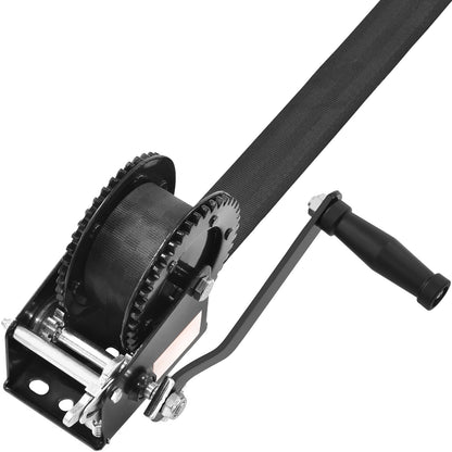 Hand Winch, 2000 lbs Pulling Capacity, Boat Trailer Winch Heavy Duty Rope Crank with 23 ft Polyester Strap and Two-Way Ratchet, Manual Operated Hand Crank Winch for Trailer, Boat or ATV Towing image 2
