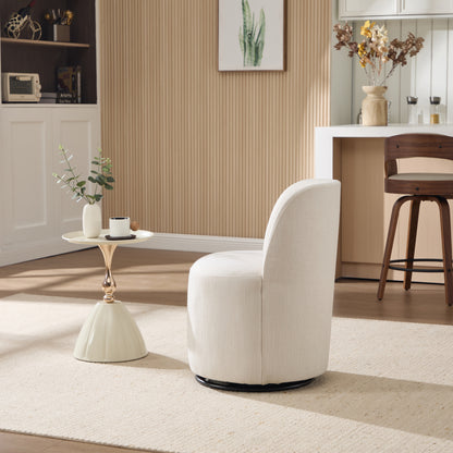 Set Of 1 Upholstered Kitchen & Dining Room Barrel Chair, Mid Century Modern Round Linen Dining Chair, 360 Degree Swivel Comfy Armless Accent Makeup Vanity Side Chair for Bedroom Living Room image 6
