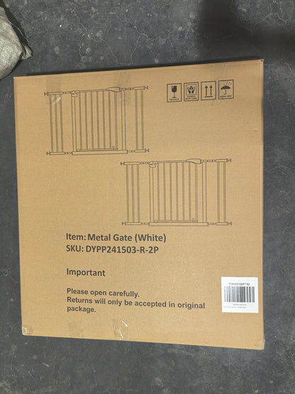 2 Pack 29.5-44.1" Wide Baby Gate for Stairs, Dog Gate Indoor for Doorways, No Drilling Pressure Mounted Pet Gates for Kids, Easy Walk Through Safety Gate, White image 3