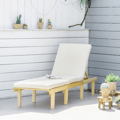 Outsunny Chaise Lounge Chair for Outdoor, Patio Recliner with 4-Position Adjustable Backrest and Cushion for Deck, Beach, Lawn and Sunbathing, Natural