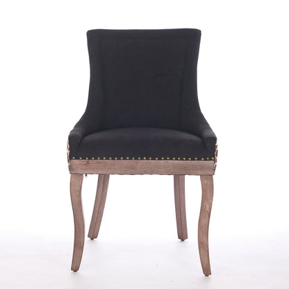 A&A Furniture,Ultra Side Dining Chair, Thickened fabric chairs with neutrally toned solid wood legs, Bronze nail head, Set of 2,Leopard Print image 2