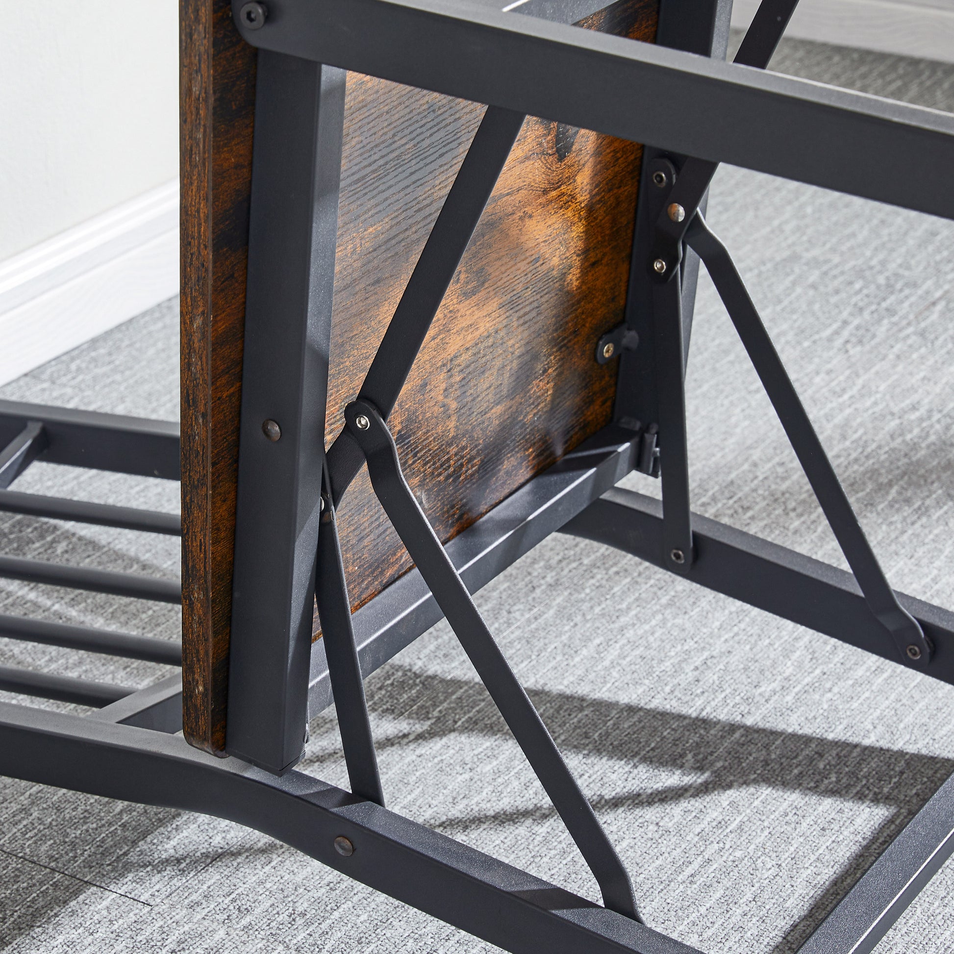 Set of 2 Dining Chairs, Metal & Wood Seat, Folding Retro Modern Style for Dining Room & Kitchen image 6