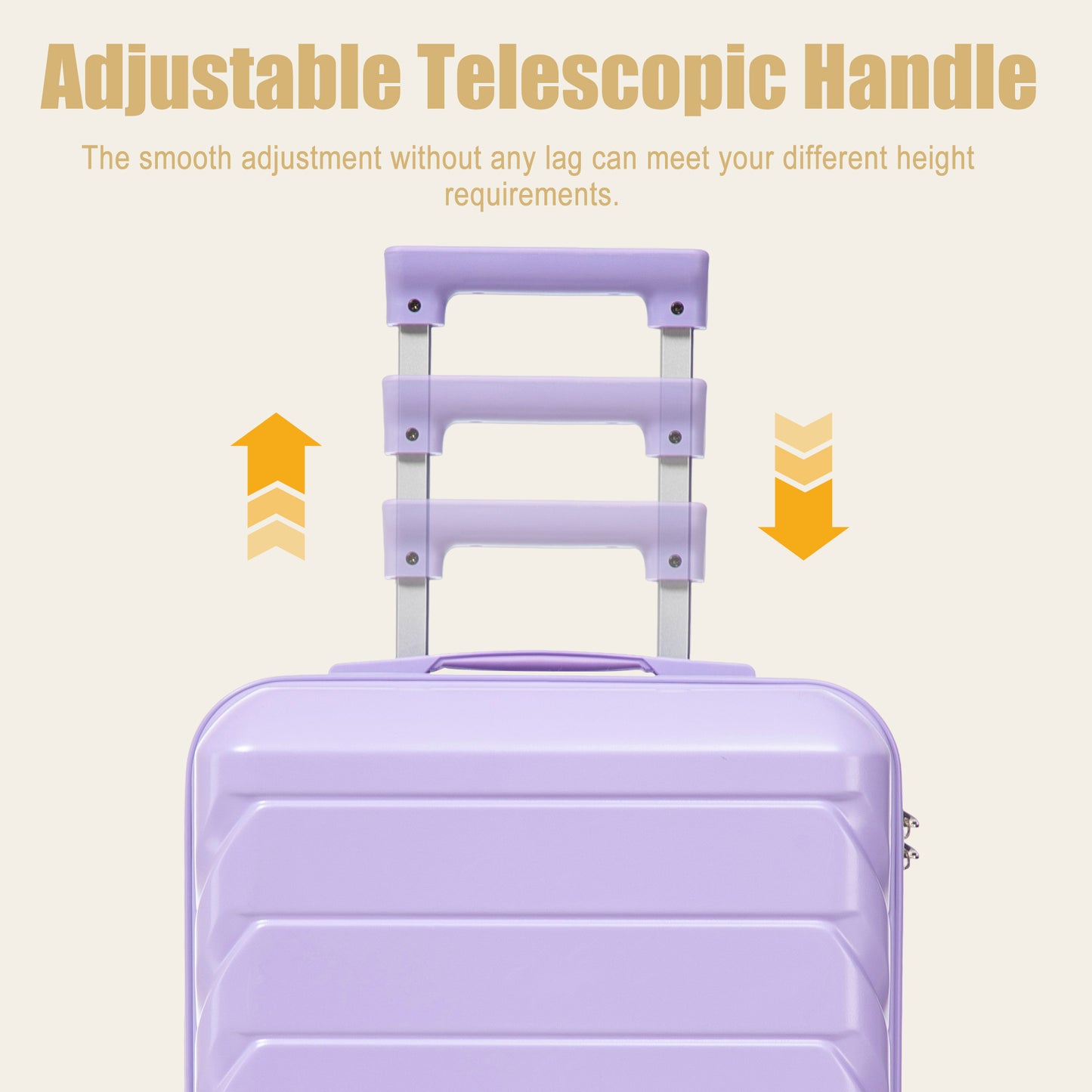 20 Inch ABS Hard Shell Travel Checked Luggage - Scratch Resistant Surface Four Multi-Directional Wheels, With Combination Lock.(Blue+Purple) image 9