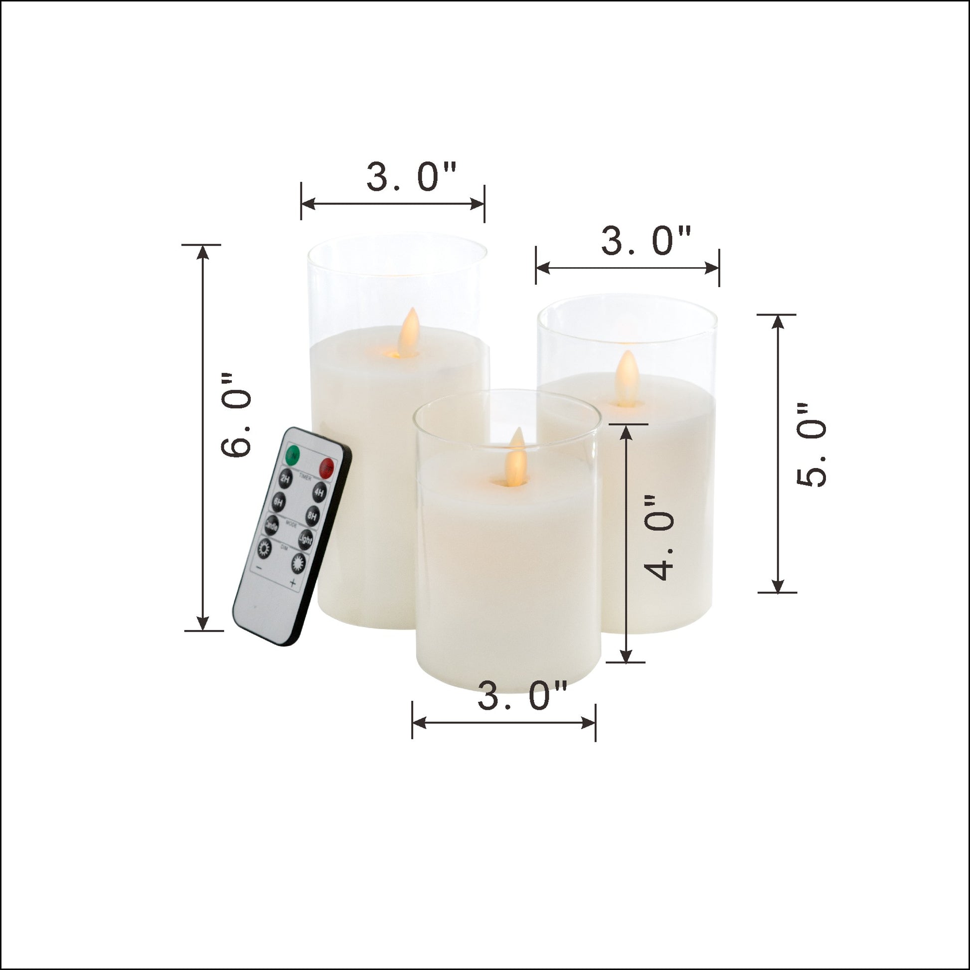 S/3 Real Flame-Effect LED Wax Candles Light With Remote Timer, White L:D3x6" M:D3x5" S:D3x4" image 10