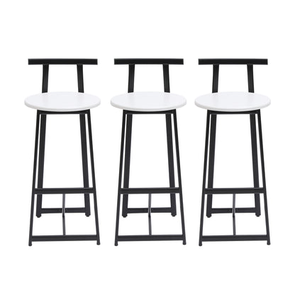 Bar Stools Kitchen Island Bar Chairs Set of 3 Metal Counter Barstools with Backrest for Dining Pub Room (Black & White) image 7