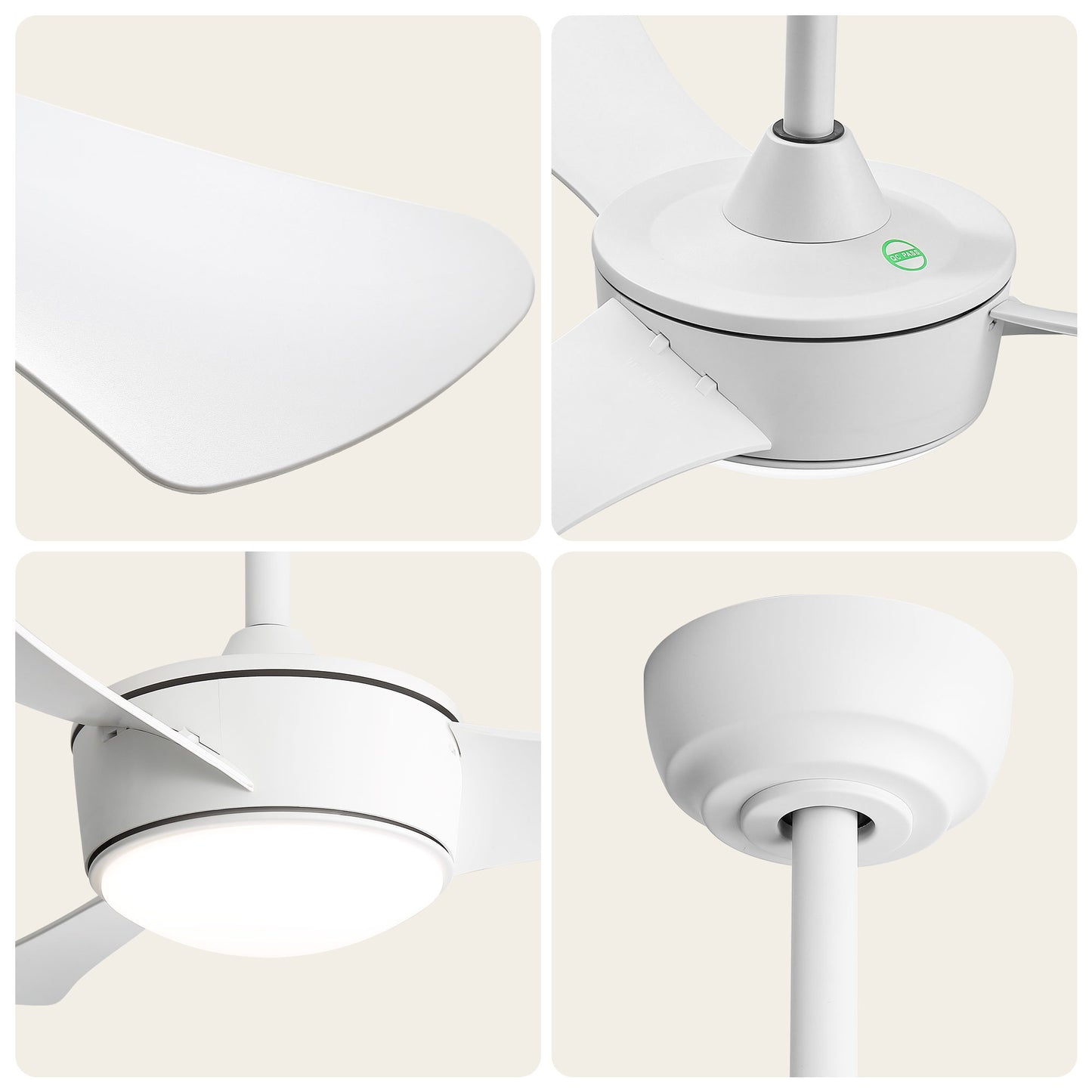 42-inch white ceiling fan with light, Quick-install, Dimmable, DC reversible motor, Timer function (1/4/8 hours), Light with memory function image 8