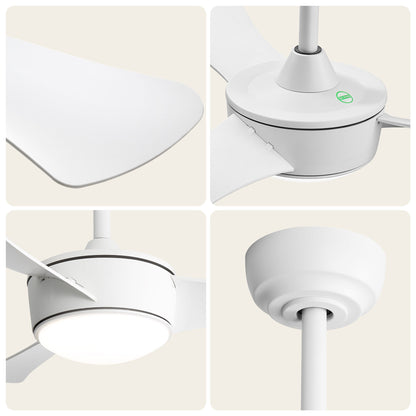 42-inch white ceiling fan with light, Quick-install, Dimmable, DC reversible motor, Timer function (1/4/8 hours), Light with memory function image 8