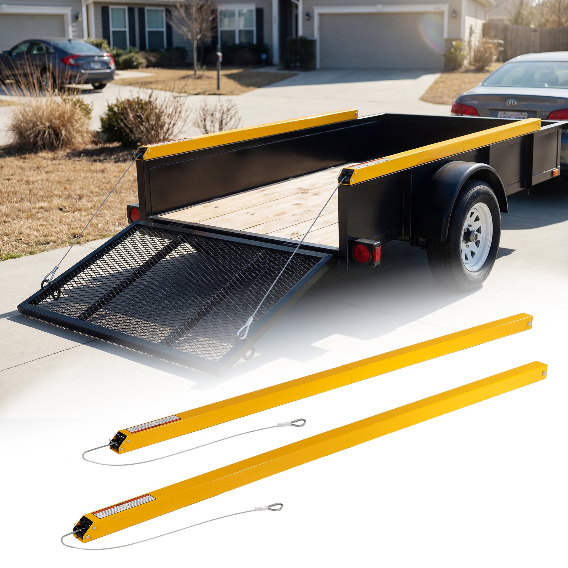 Tailgate Utility Trailer Gate Liftgate Ramp Lift 2 Sided Lift Assist System Fit for Open Utility Trailers Tailgate and Ramp New Upgrades, Yellow image 2