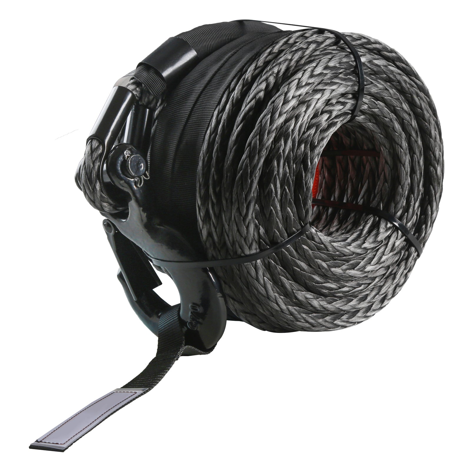 Synthetic Winch Rope, 1/2 Inch x 92 Feet 32,000 lbs Synthetic Winch Line Cable Rope with Protective Sleeve + Forged Winch Hook + Pull Strap, Universal Fit for SUV, Large Off-Road Vehicle, Truck image 12