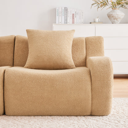 Armless Sofa W/Pillow Teddy Fabric-Camel image 6