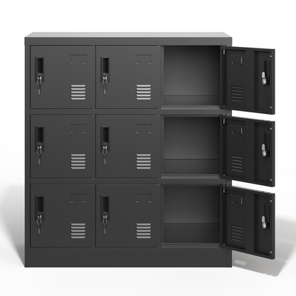 9-Door Employee Storage Locker, Metal Lockers for Office, Gym, School, and Homewith Card Slot (Black) image 10