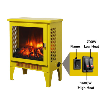 18 inch Freestanding Electric Fireplace Stove heater with 3D Flame effect,Lemon Yellow image 6