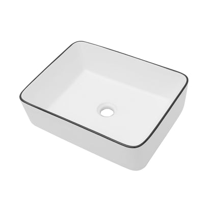 16x12 Inch White Ceramic Rectangular Vessel Bathroom Sink image 8
