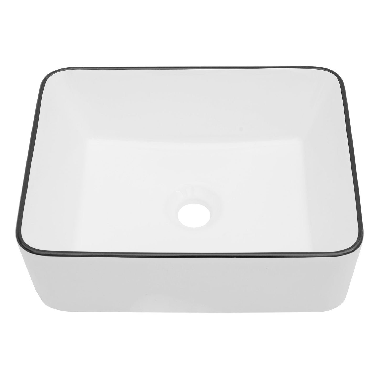 16x12 Inch White Ceramic Rectangular Vessel Bathroom Sink image 1