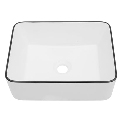 16x12 Inch White Ceramic Rectangular Vessel Bathroom Sink image 1