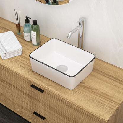 16x12 Inch White Ceramic Rectangular Vessel Bathroom Sink image 2