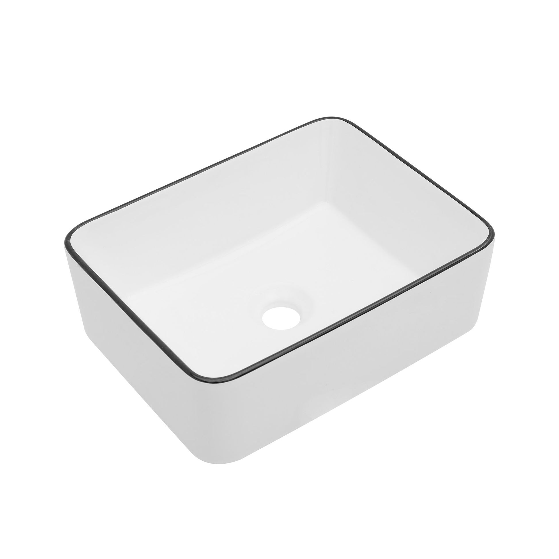 16x12 Inch White Ceramic Rectangular Vessel Bathroom Sink image 9