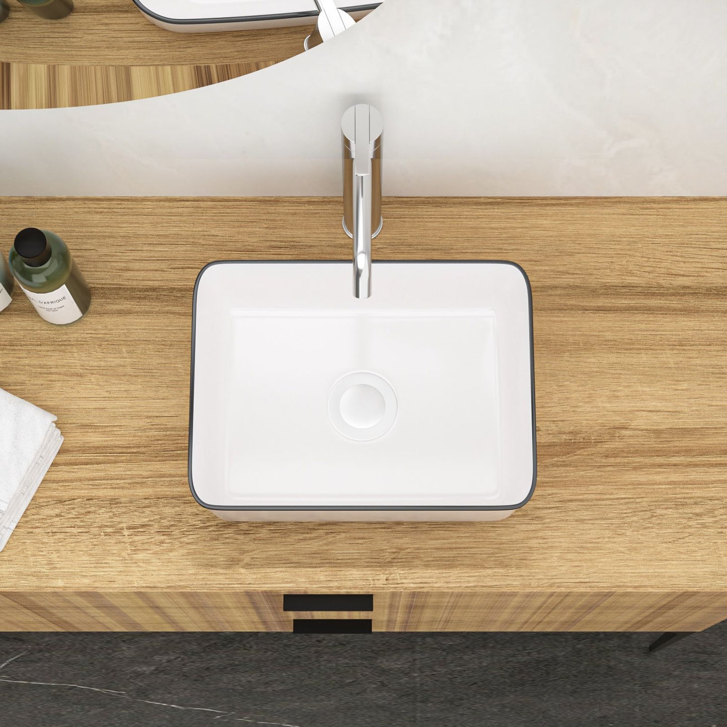16x12 Inch White Ceramic Rectangular Vessel Bathroom Sink image 3