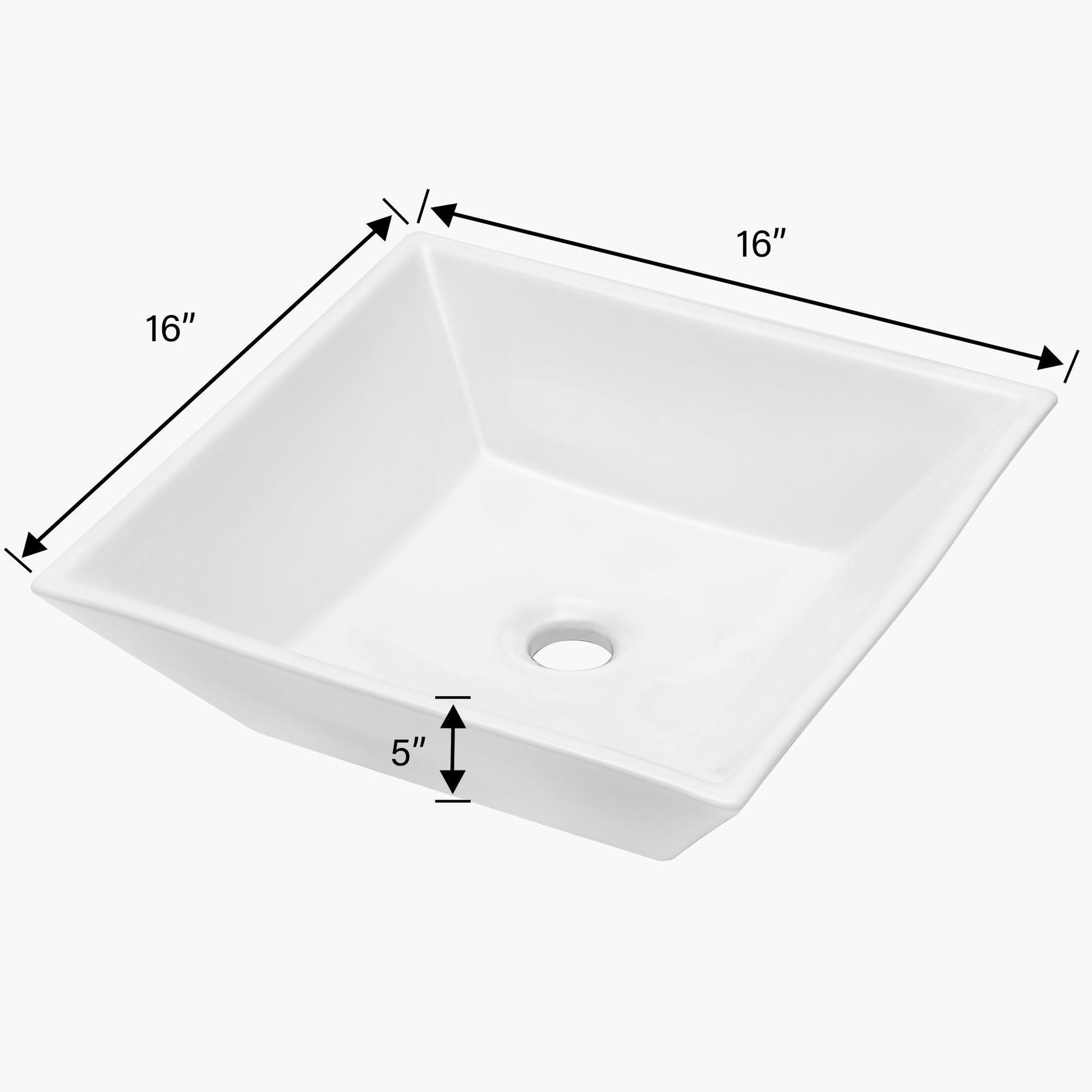 16x16 Inch White Ceramic Square Vessel Bathroom Sink image 8