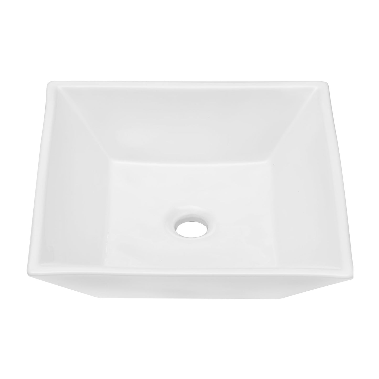 16x16 Inch White Ceramic Square Vessel Bathroom Sink image 5