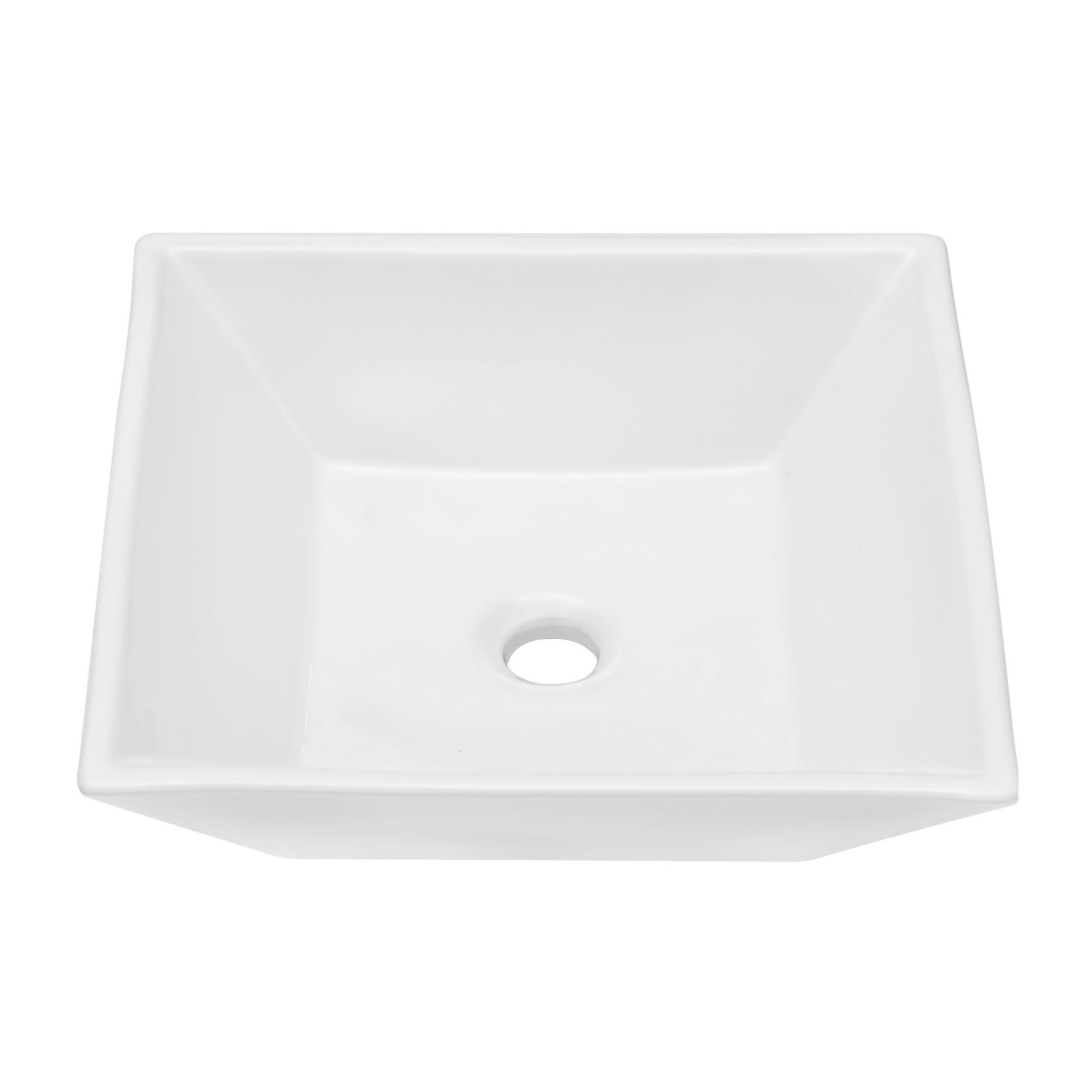 16x16 Inch White Ceramic Square Vessel Bathroom Sink image 5