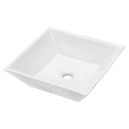16x16 Inch White Ceramic Square Vessel Bathroom Sink image 4
