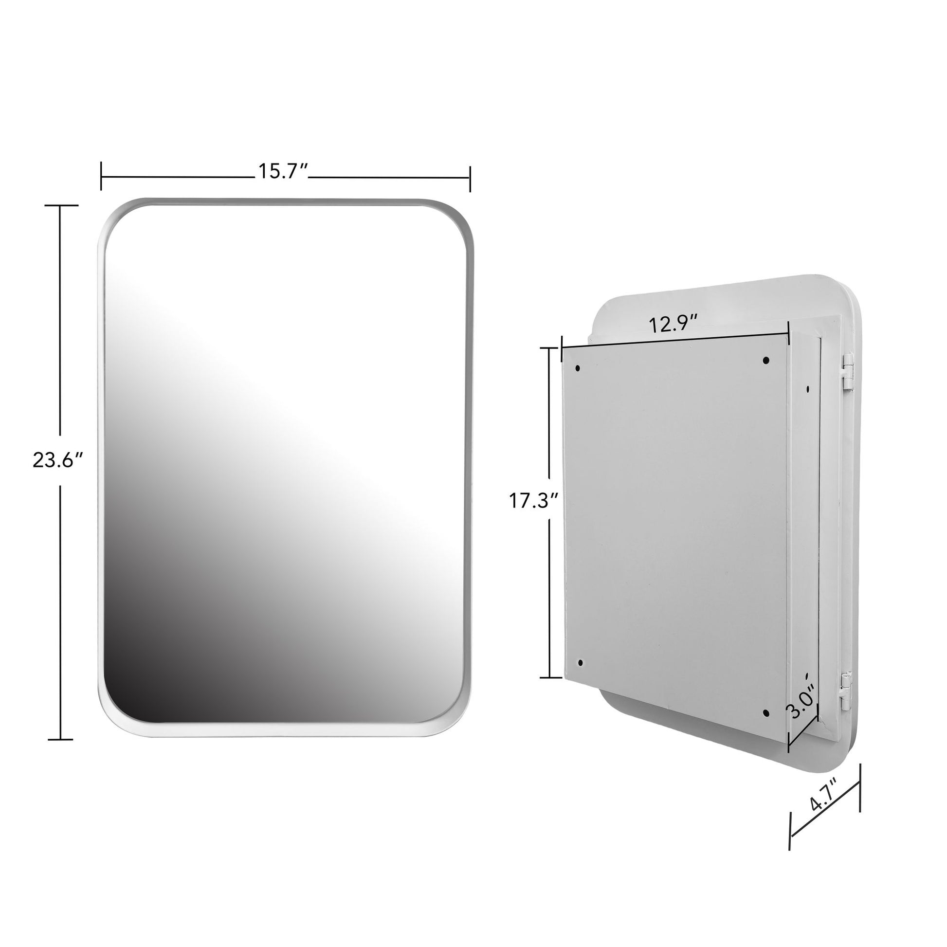 16x24 Inch Recessed White Metal Framed Medicine Cabinet with Mirror and Adjustable Shelves Black Wall Mirror with Storag image 8