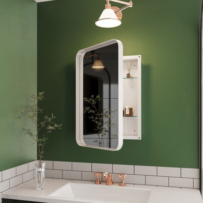 16x24 Inch Recessed White Metal Framed Medicine Cabinet with Mirror and Adjustable Shelves Black Wall Mirror with Storag image 1