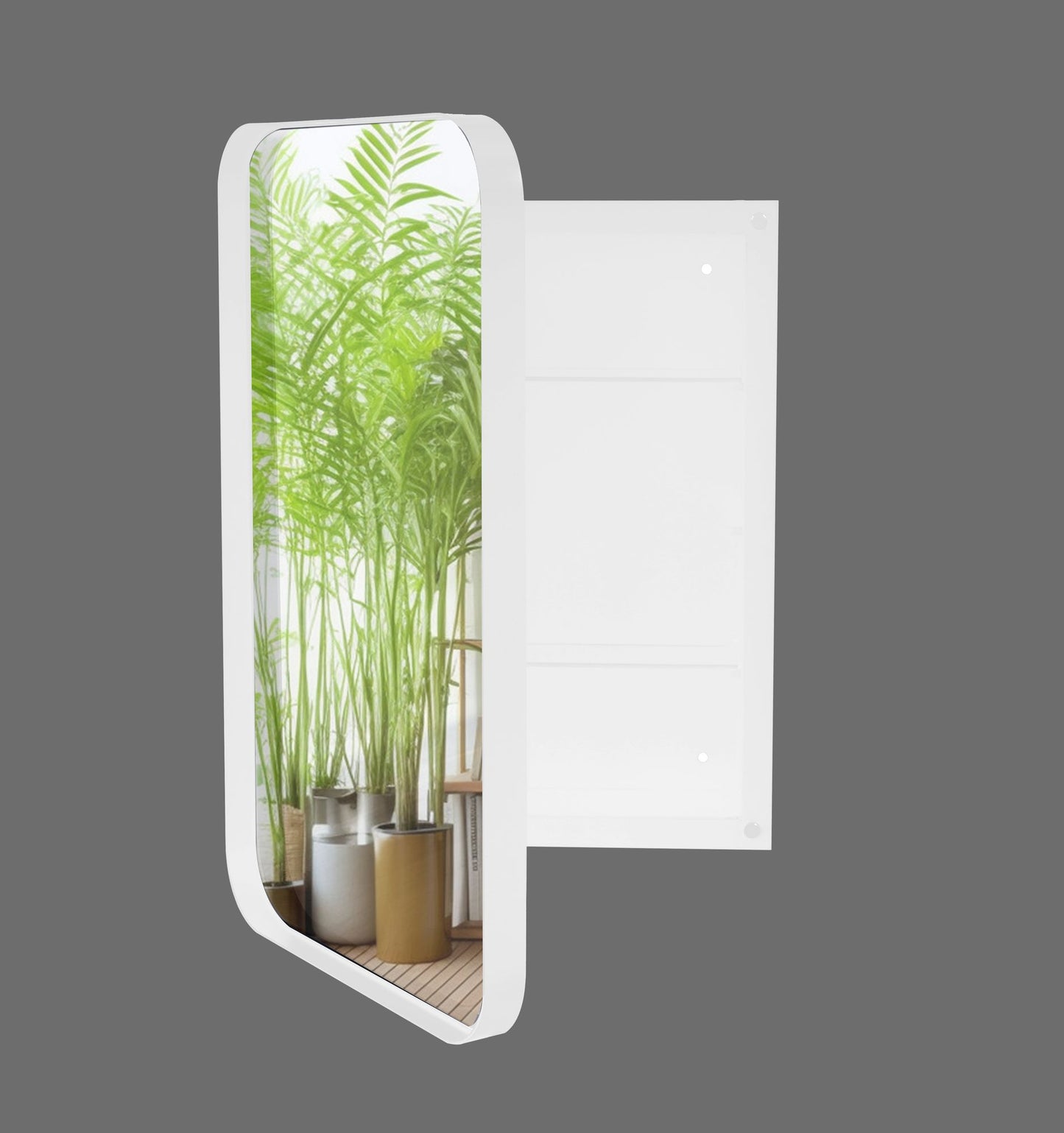 16x24 Inch Recessed White Metal Framed Medicine Cabinet with Mirror and Adjustable Shelves Black Wall Mirror with Storag image 4