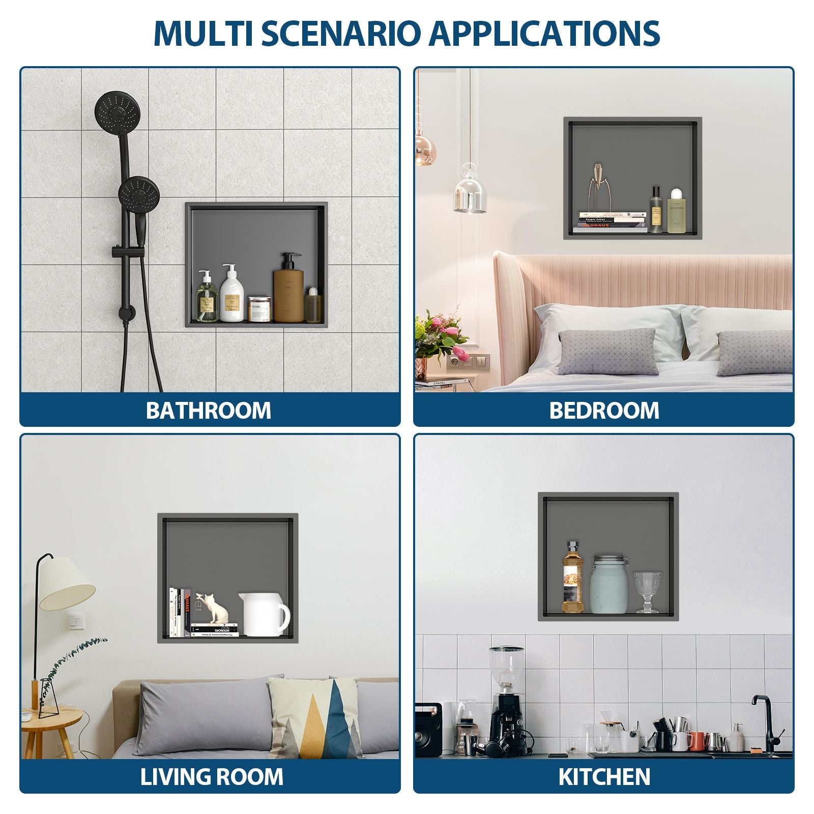 17" x 15" Stainless Steel Shower Niche, Gunmetal Black image 6