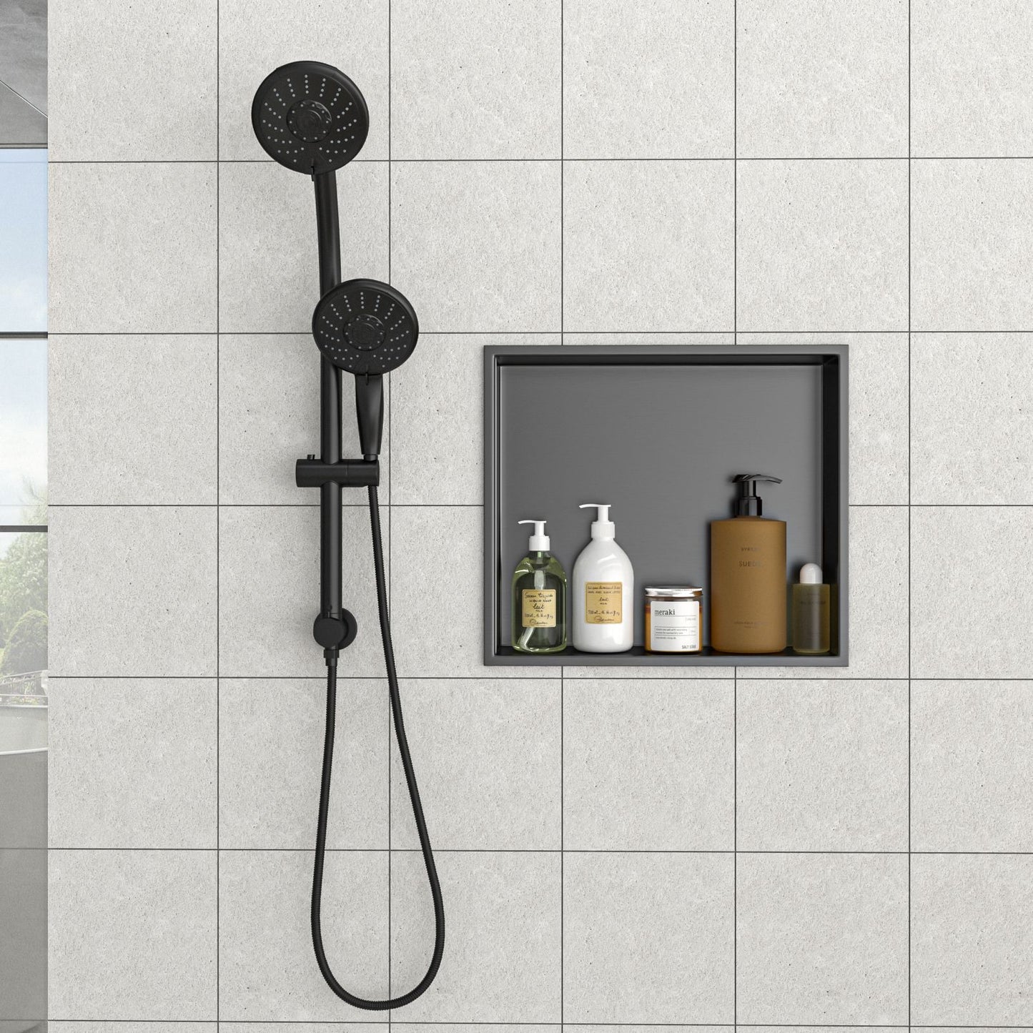 17" x 15" Stainless Steel Shower Niche, Gunmetal Black image 2
