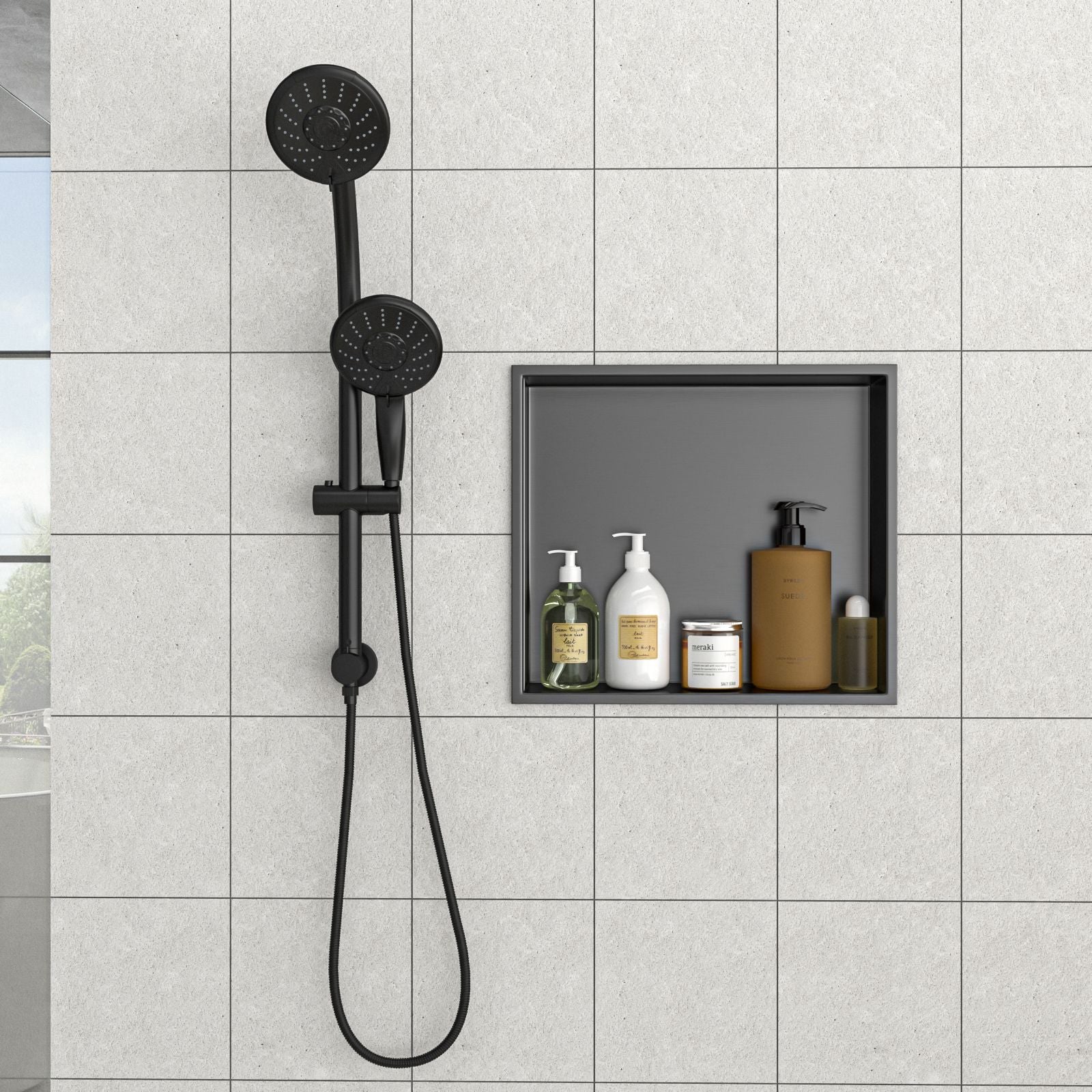 17" x 15" Stainless Steel Shower Niche, Gunmetal Black image 2
