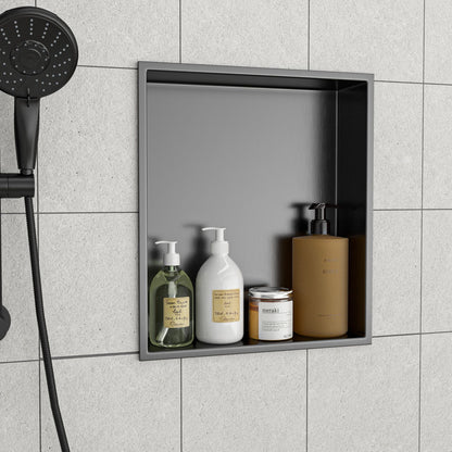 17" x 15" Stainless Steel Shower Niche, Gunmetal Black image 1