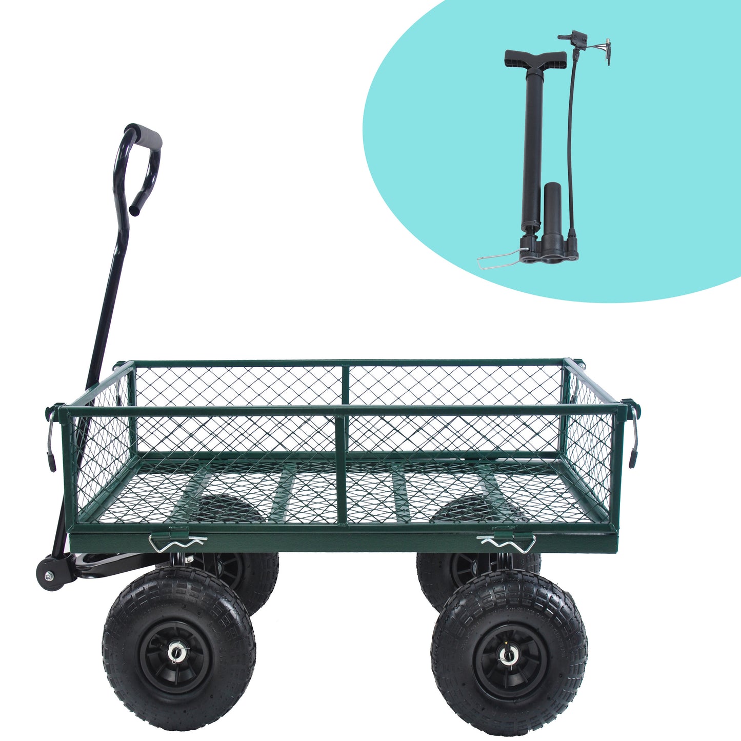 Wagon Cart Garden cart trucks make it easier to transport firewood (green) image 1