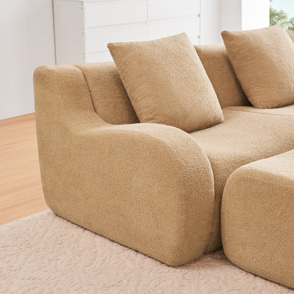 Armless Sofa W/Pillow Teddy Fabric-Camel image 4