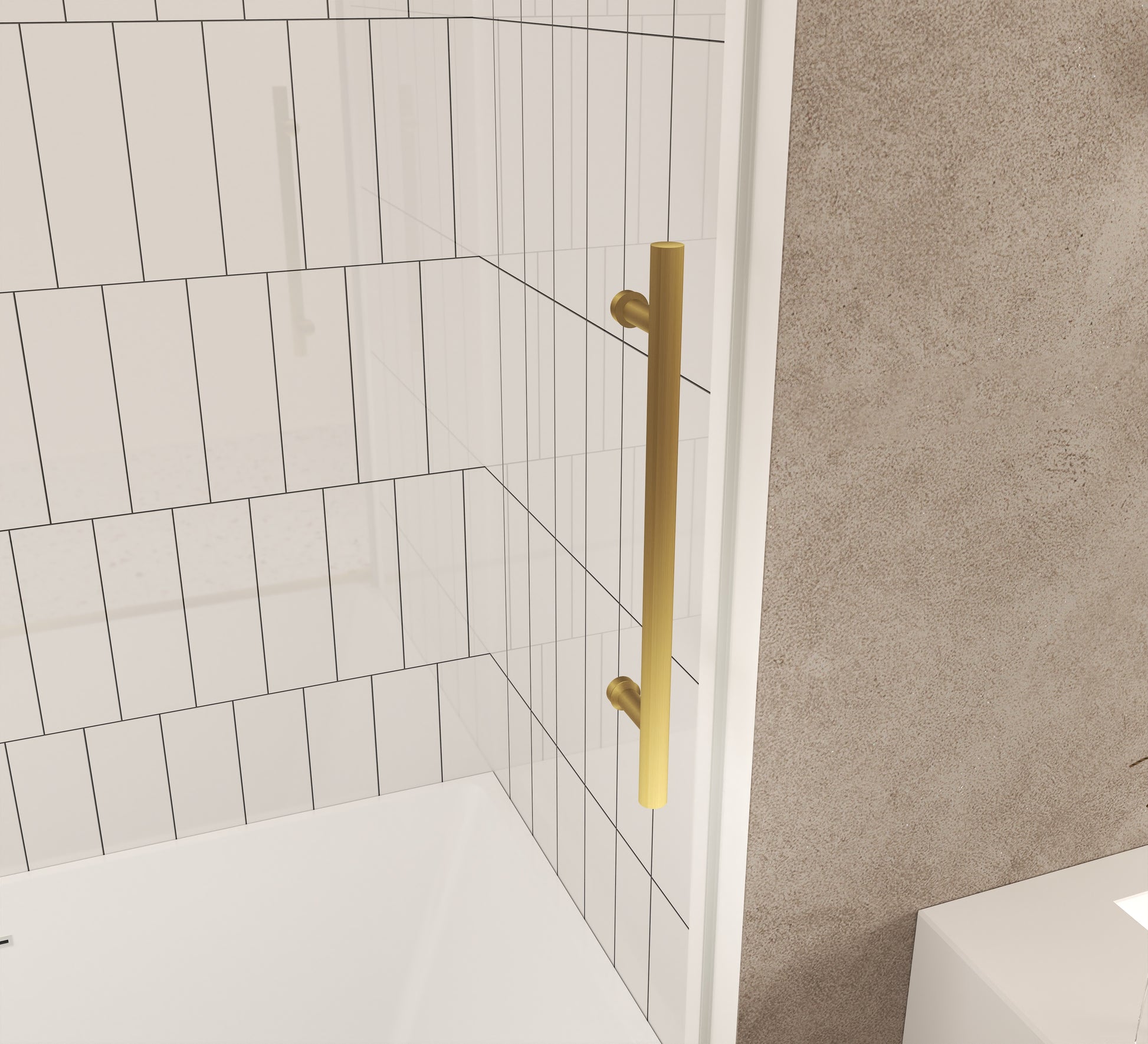 Frameless shower door 56-60 "W x 60" H, 1/4 "(6 mm) Clear Tempered Glass, Explosion Proof Film, Stainless Steel Handle,Brushed Gold image 12