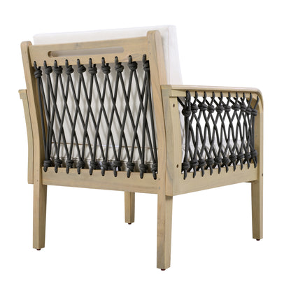 Outdoor Acacia Wood Club Chair with Handwoven Rope(Set of 2), Light Teak Finish image 10