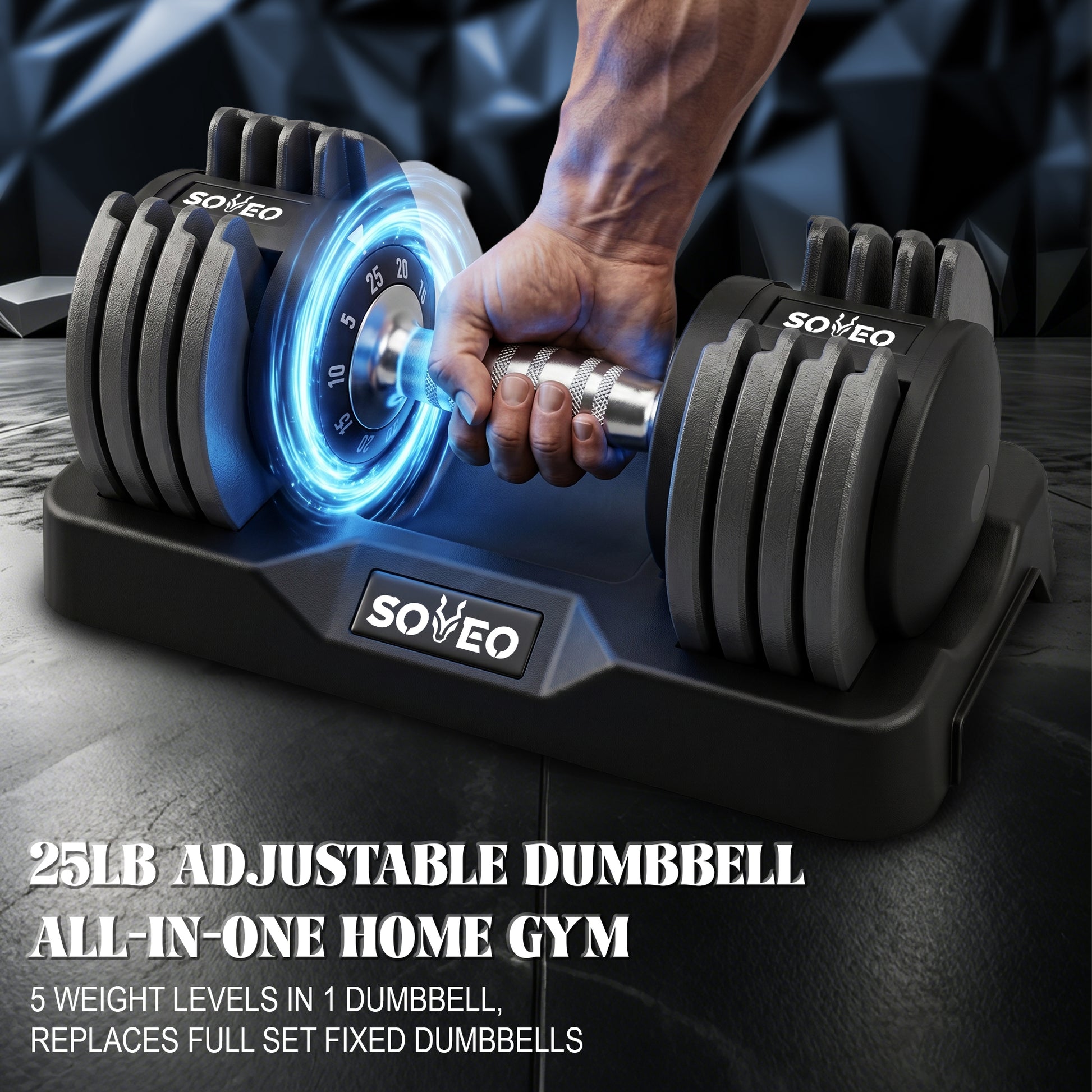 Adjustable Dumbbell Set, 10-in-1 25LB/55LB Adjustable Dumbbells with Lock System, Fast 1 Sec Adjustment, Non-Slip Grip & Storage Tray, Home Gym Workout Weights for Men Women image 8