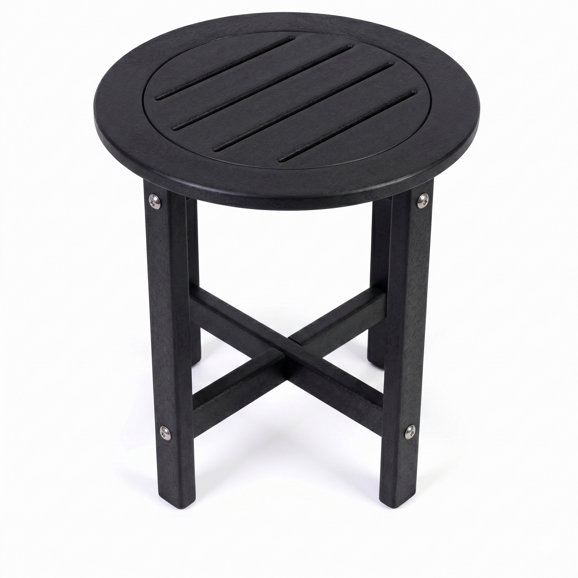 Black HDPE Outdoor Side Table, 15.94 in. L x 15.94 in. W x 17.71 in. H, Small All-Weather Patio End Table image 8