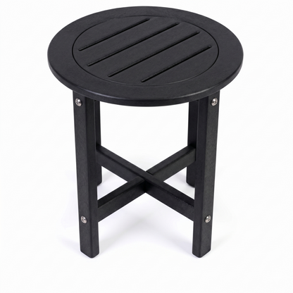 Black HDPE Outdoor Side Table, 15.94 in. L x 15.94 in. W x 17.71 in. H, Small All-Weather Patio End Table image 8