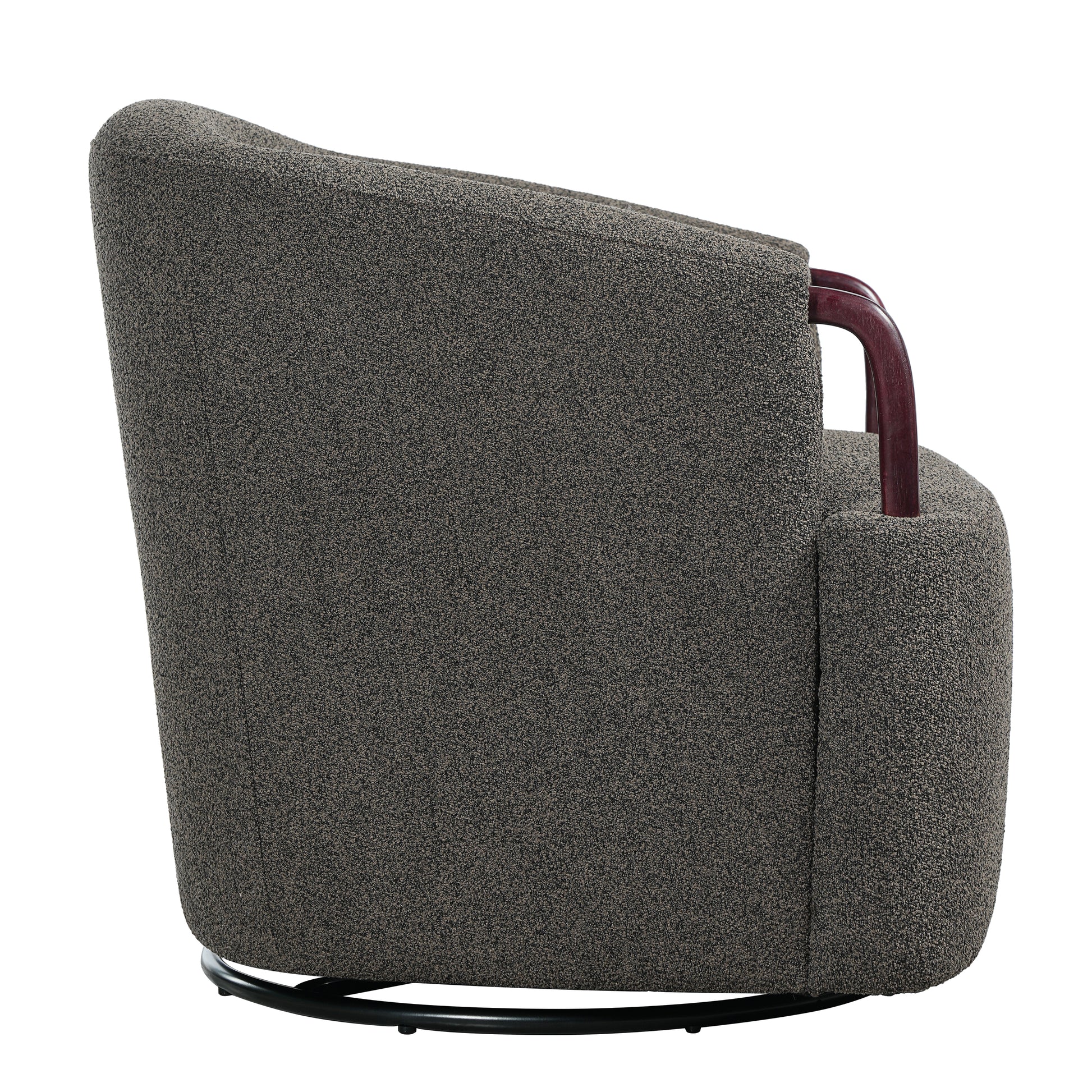 30" Modern Boucle Swivel Barrel Chair with Solid Wood Accents, Soft Durable Upholstery & 360° Swivel Base, Ideal for Living Room, Bedroom, or Office image 12