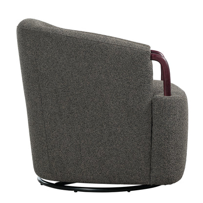 30" Modern Boucle Swivel Barrel Chair with Solid Wood Accents, Soft Durable Upholstery & 360° Swivel Base, Ideal for Living Room, Bedroom, or Office image 12